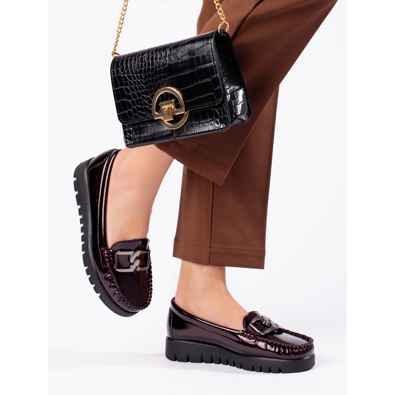 W. Potocki Lacquered women's loafers Potocki burgundy 1