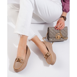 W. Potocki Moccasins on a thick sole with a chain from Potocki beige 2