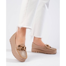 W. Potocki Moccasins on a thick sole with a chain from Potocki beige 1