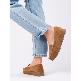 W. Potocki Slip-on beige suede moccasins with thick soles from Potocki 2