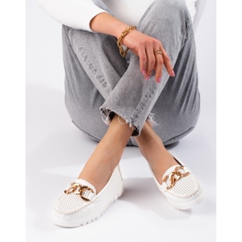 W. Potocki Moccasins on a thick sole with a chain Potocki white 2