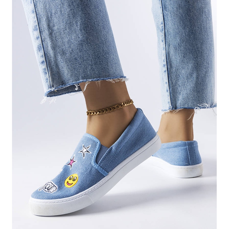 BM Sky blue sneakers with Giguère patches 1