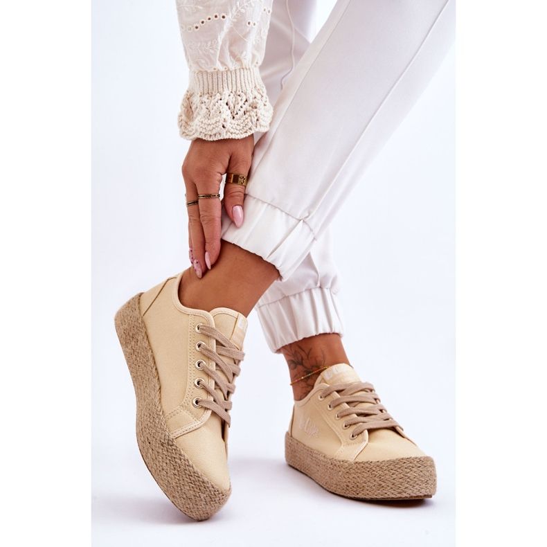 Fashionable Braided Sneakers Lee Cooper LCW-23-31-1795L Beige 2
