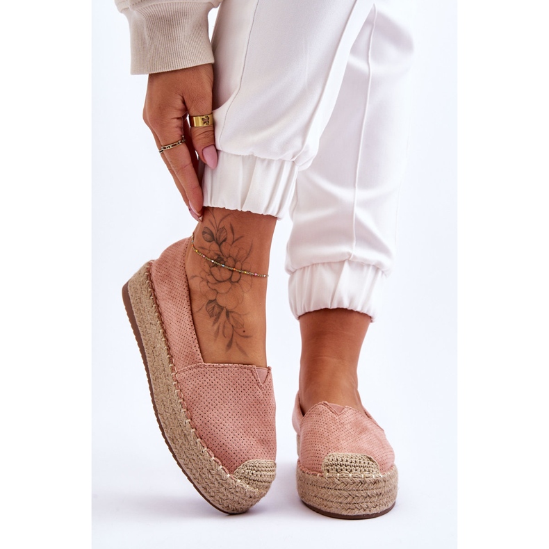 PM1 Espadrilles On Straw Platform Pink Highway 1