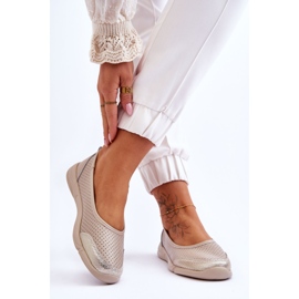 Women's leather openwork beige ballerinas 2 Women's leather openwork beige ballerinas 2