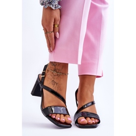Women's Lacquered Sandals On Heel Black Carrie 1