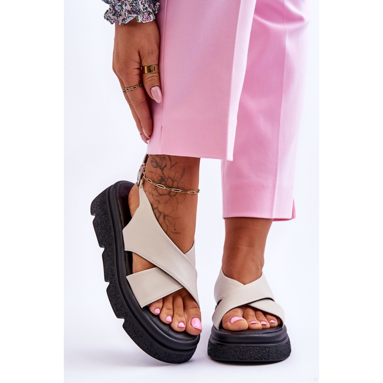 PE1 Fashionable Beige Chester Platform Sandals 1