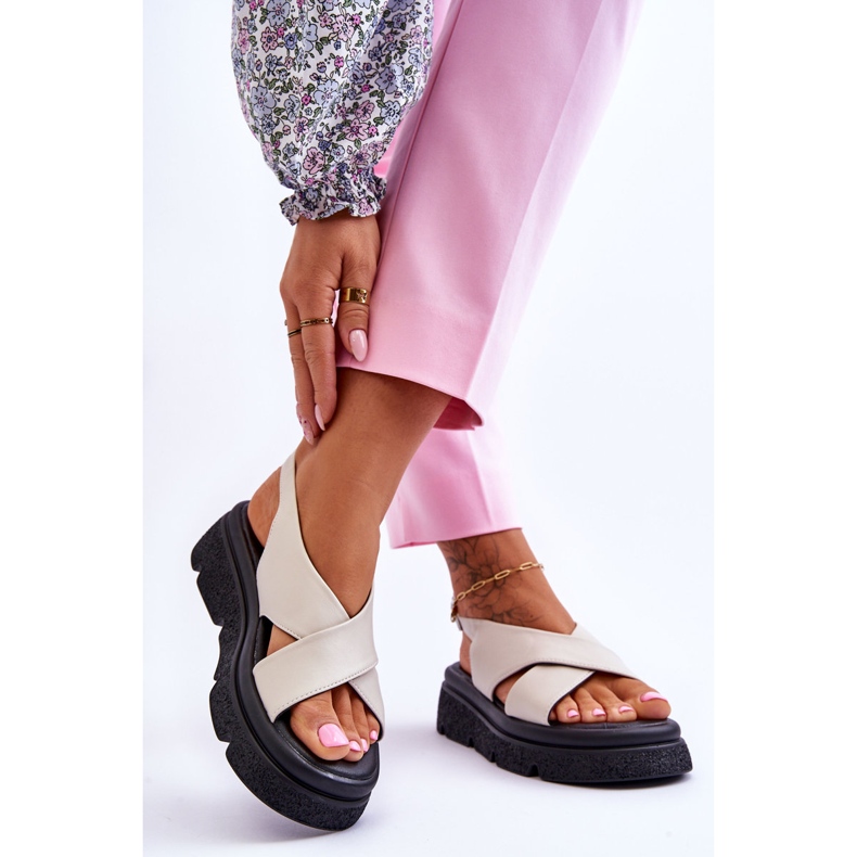 PE1 Fashionable Beige Chester Platform Sandals 2