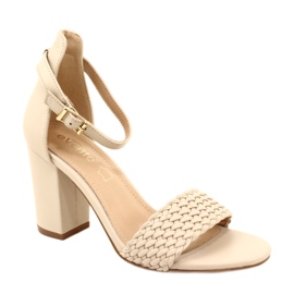 Evento Braided Heel Sandals Beige 23SD35-5945 2