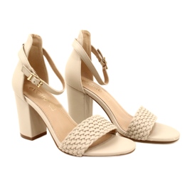Evento Braided Heel Sandals Beige 23SD35-5945 5