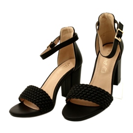 Evento Braided Heel Sandals Black 23SD35-5945 3