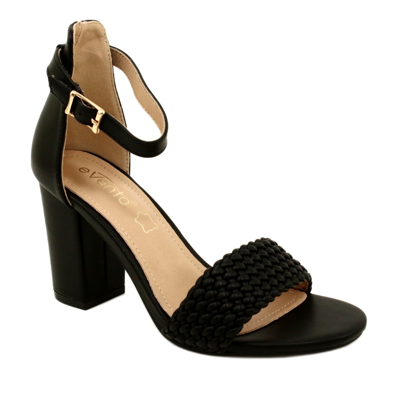 Evento Braided Heel Sandals Black 23SD35-5945 1