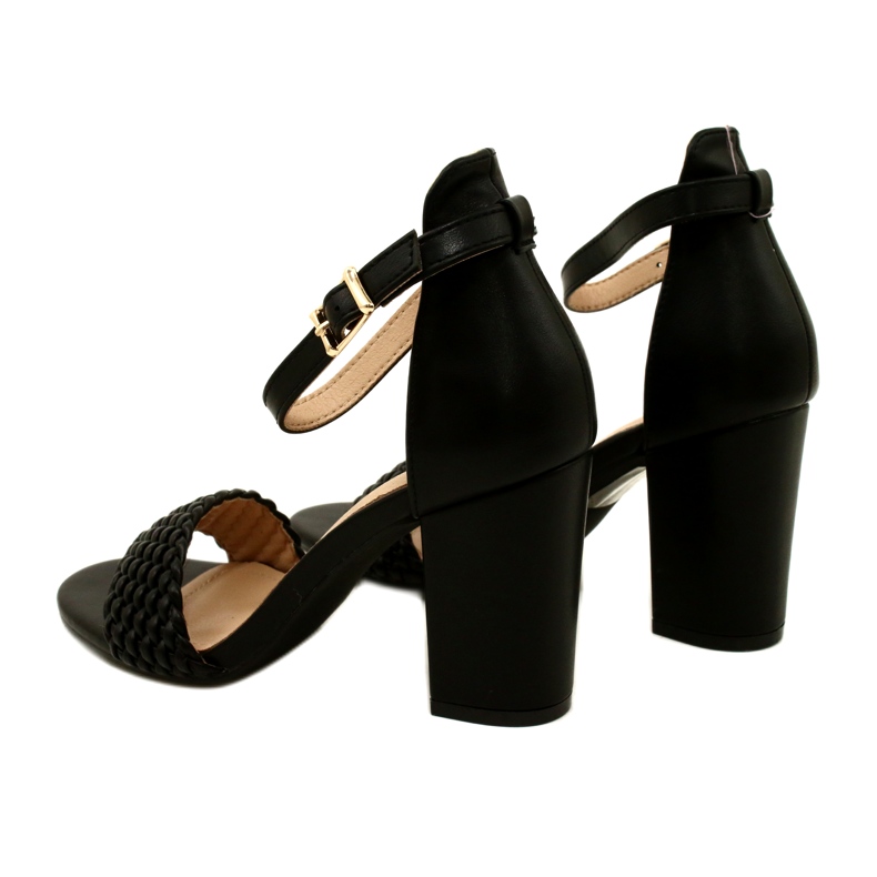 Evento Braided Heel Sandals Black 23SD35-5945 4