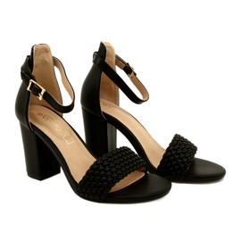Evento Braided Heel Sandals Black 23SD35-5945 5