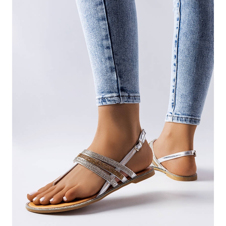 BM Silver sandals decorated with Lampron rhinestones 1