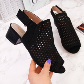 Women's openwork sandals black Sabatina DM19-27 2 Women's openwork sandals black Sabatina DM19-27 2