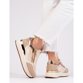 Beige and gold platform sneakers from Shelovet 1