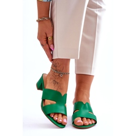 Joia Classic Low Heel Leather Sandals Miley Green 1
