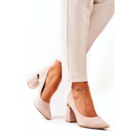 Lewski Shoes Suede Pumps Lewski 3117 Beige 4