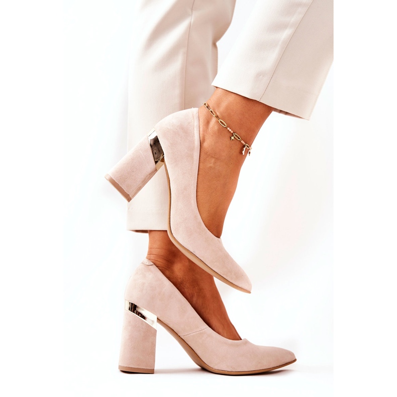 Lewski Shoes Suede Pumps Lewski 3117 Beige 2