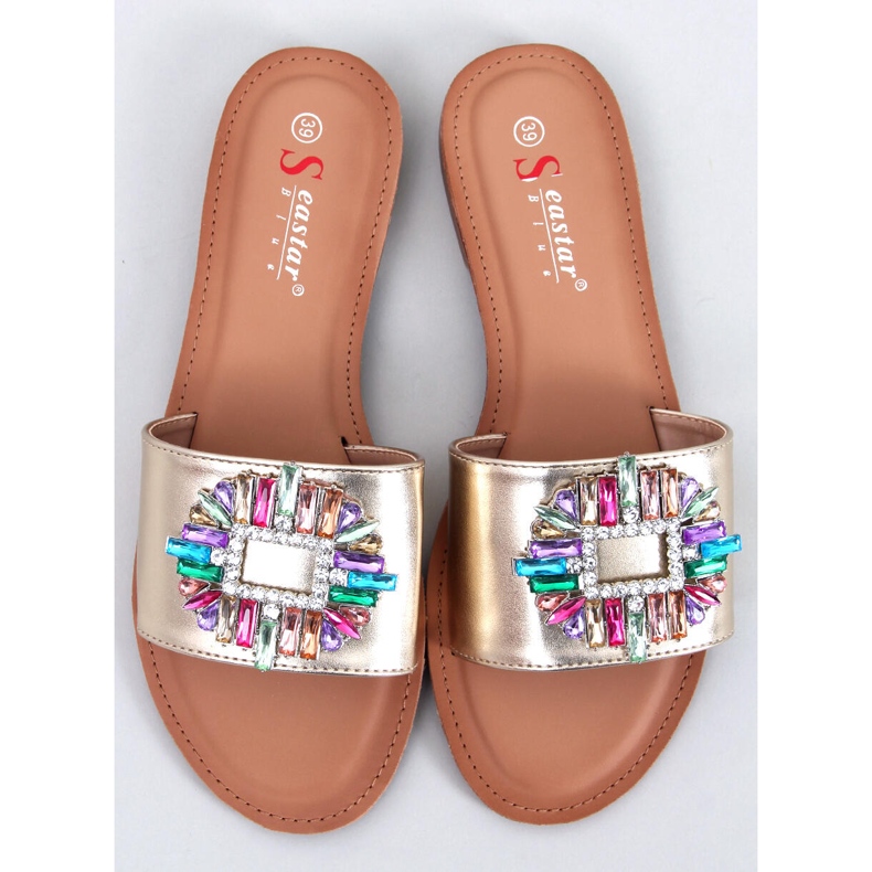 BM Lowell Gold colored stone slides golden 1