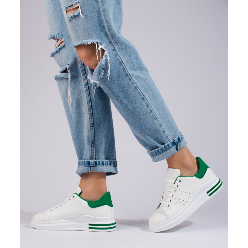 White sports shoes sneakers on the Shelovet platform 2 White sports shoes sneakers on the Shelovet platform 2