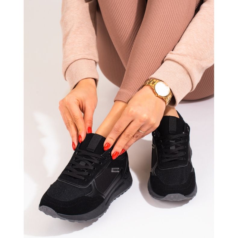 Women's Shelovet black suede sneakers 2