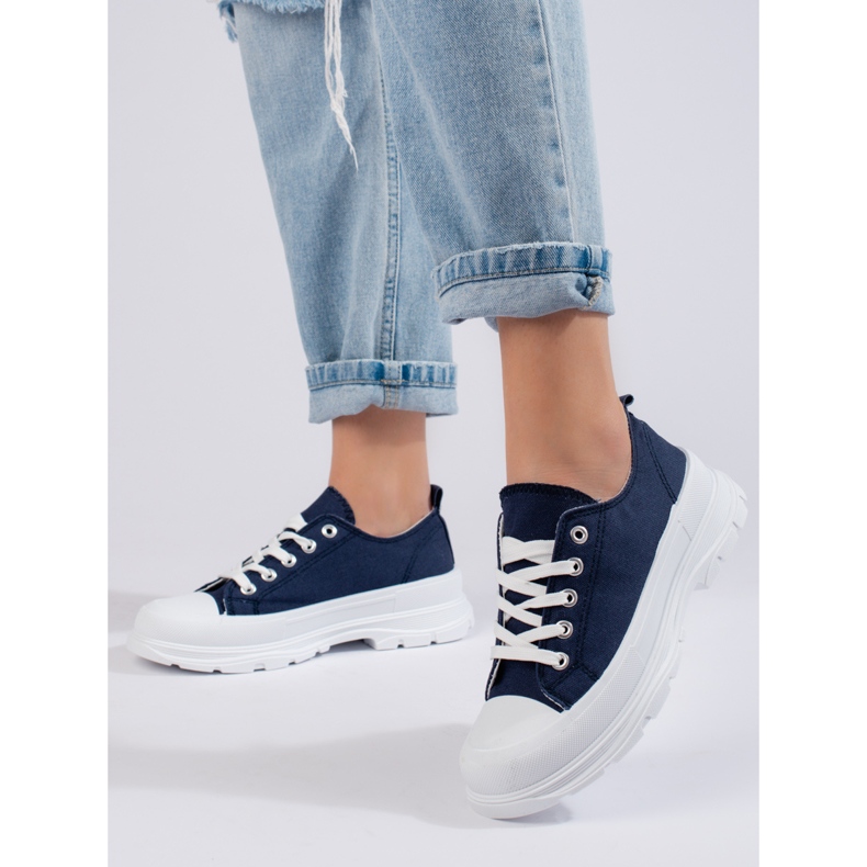 Women's Shelovet jeans platform sneakers blue 2