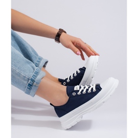Women's Shelovet jeans platform sneakers blue 1