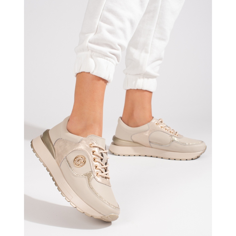Women's Shelovet beige leather sneakers 2 Women's Shelovet beige leather sneakers 2