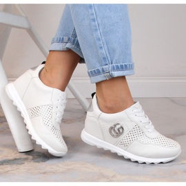 Women's sports shoes with a hidden wedge white Jezzi ASA170-11 1