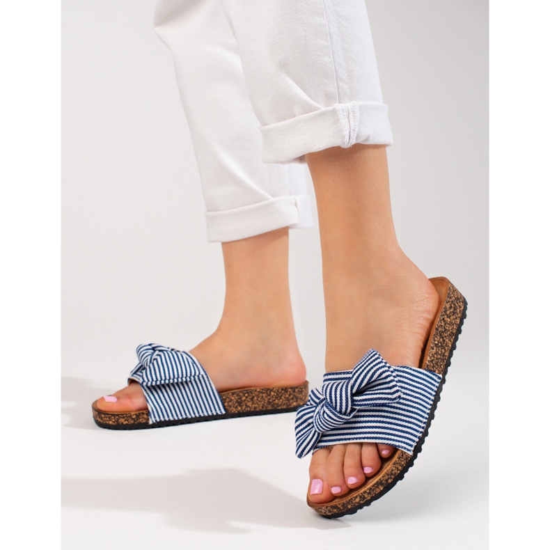 Women's striped slippers white blue Vinceza 1