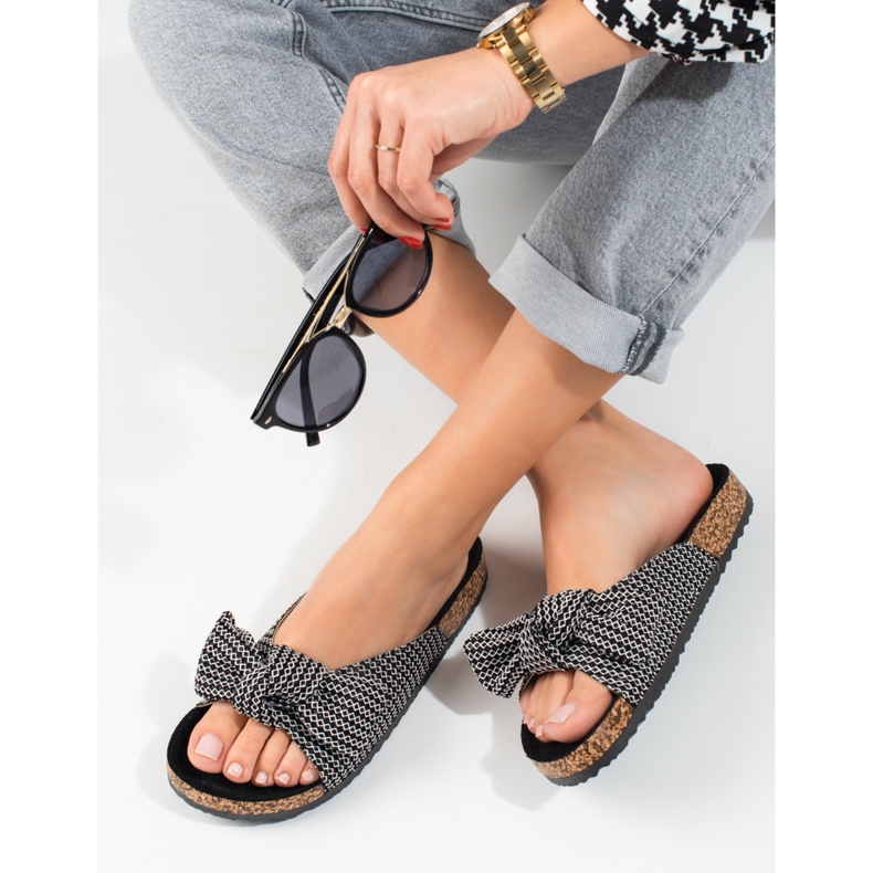 Vinceza bow flip-flops black 1