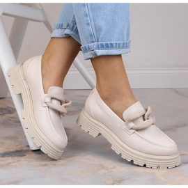 Big Star high heels and platform loafers with a chain beige LL274581 1