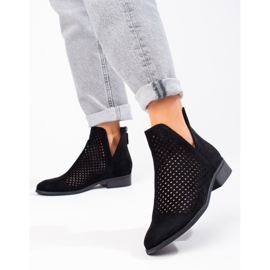 W. Potocki Women's spring openwork boots Potocki black suede 1