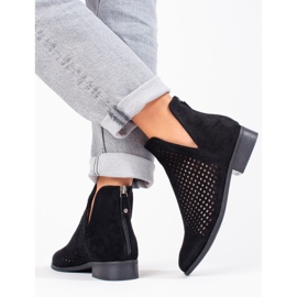 W. Potocki Women's spring openwork boots Potocki black suede 2