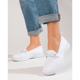 Shelovet women's white textile loafers 1