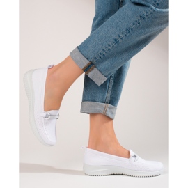 Shelovet women's white textile loafers 2