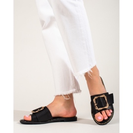Black elegant slides with a Shelovet buckle 1