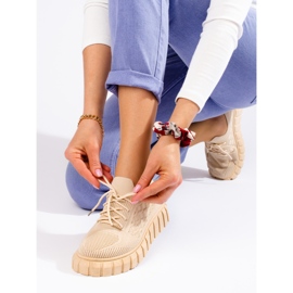 Women's beige Shelovet fabric sports shoes 1 Women's beige Shelovet fabric sports shoes 1