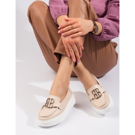 Vinceza beige platform loafers with decoration 2