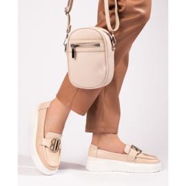 Vinceza beige platform loafers with decoration 1