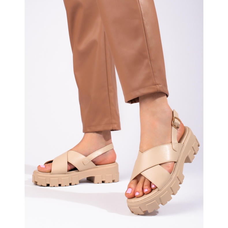 Beige platform sandals from Vinceza 1