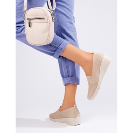 Light beige fabric wedge shoes from Shelovet 2