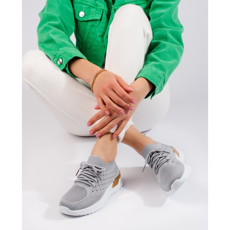 Gray openwork sneakers from Shelovet grey 1