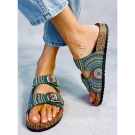 Seastar Cork slippers with beads from Adaora Green 1