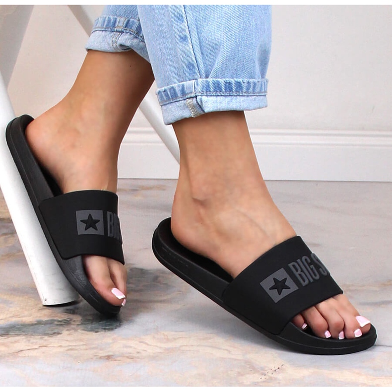 Black women's pool slippers Big Star FF274A200 1
