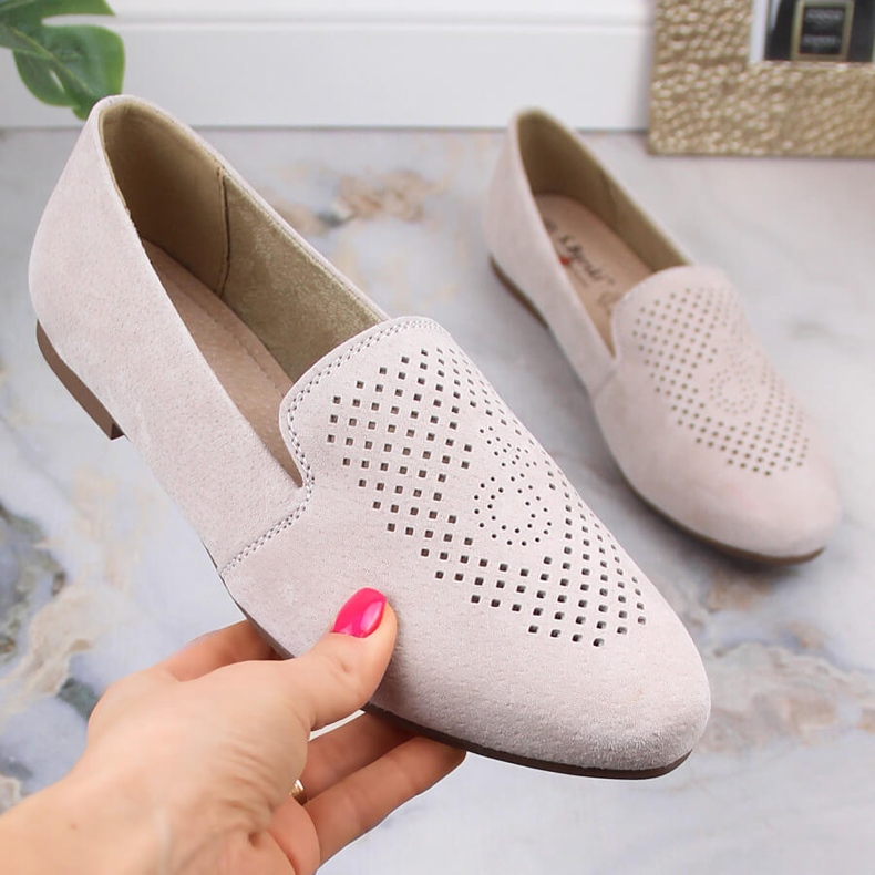 Leather suede comfortable slip-on shoes beige S.Barski LR29515 1