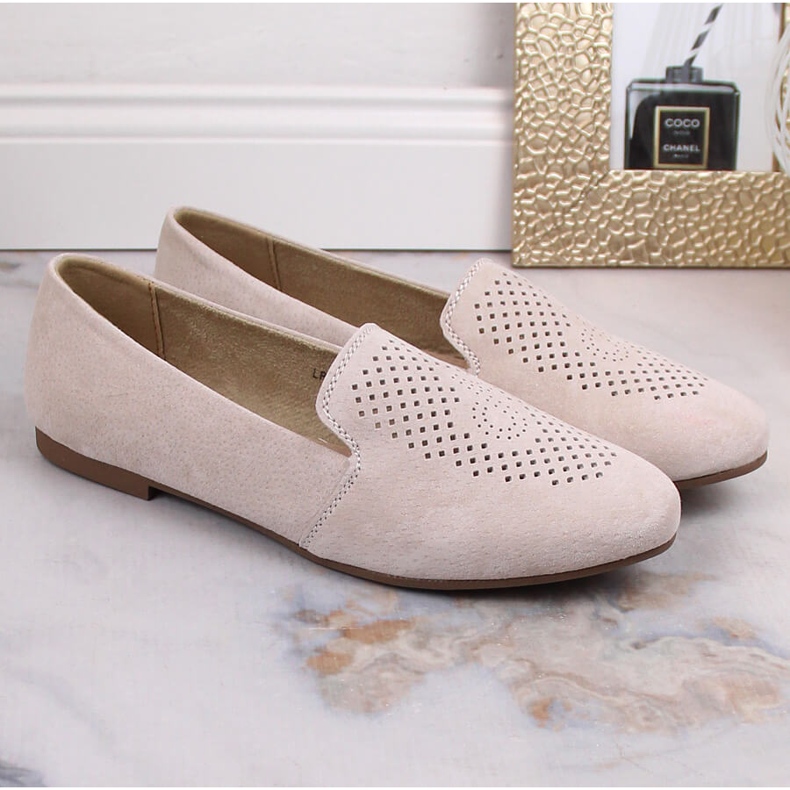 Leather suede comfortable slip-on shoes beige S.Barski LR29515 2