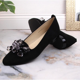 Women's black suede ballerinas with crystals T.Sokolski W23-464 1